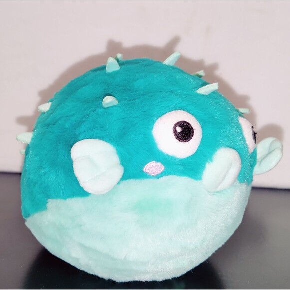Squishable Blue Puffer Fish Plush Stuffed Animal Soft Snugglemi Snackers 7" - Picture 3 of 10